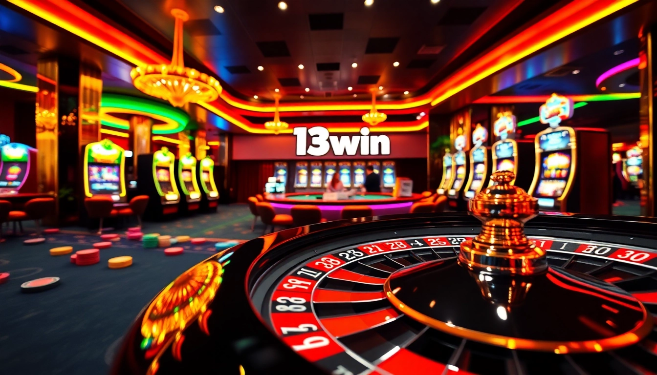 Players enjoying a thrilling game at 13win casino, showcasing vibrant roulette action and colorful betting chips.