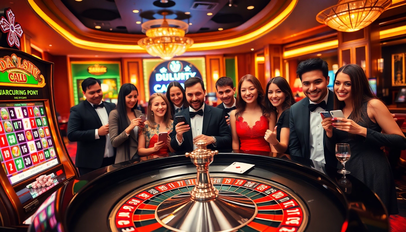 Para penjudi menikmati permainan yang mendebarkan di kasino mewah yang menampilkan elemen permainan Datukwin.