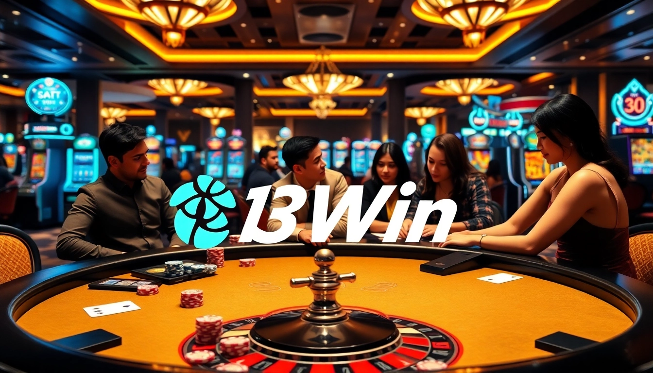 Players enjoying a thrilling poker game at 13Win casino, showcasing excitement and high stakes.