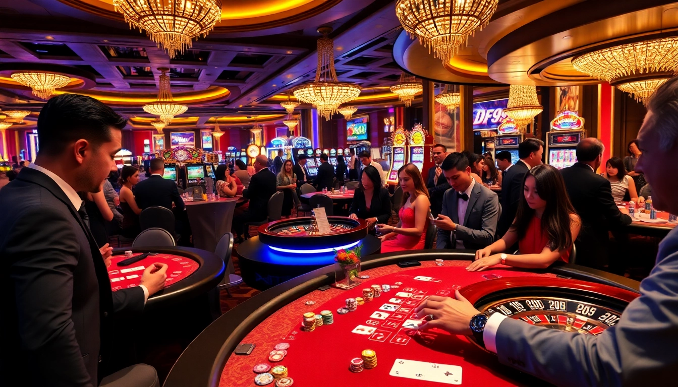 Experience the thrill of gambling at DF999's vibrant casino tables with poker and roulette.