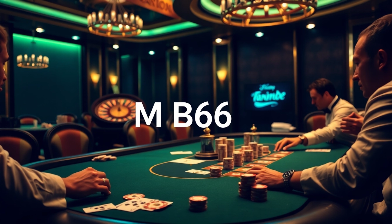 Experience the thrill of high-stakes poker at MB66 casino, with vibrant chips and exciting gameplay.