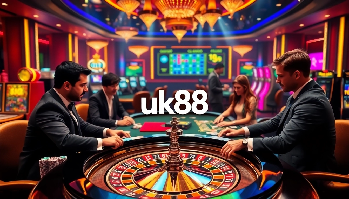 Experience the thrill of gambling at uk88 with a vibrant casino scene filled with poker and roulette excitement.