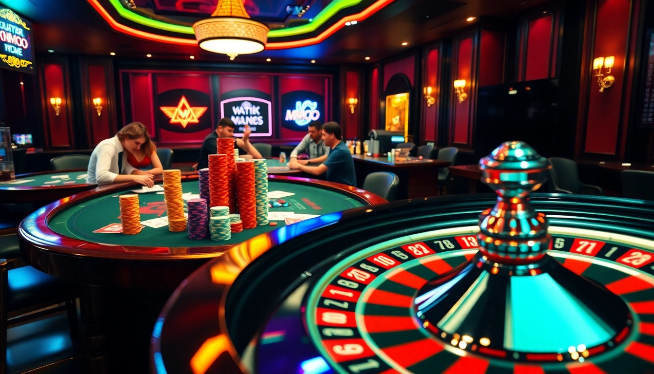 Engaged players at a vibrant poker table in a luxurious casino setting related to mmoo.