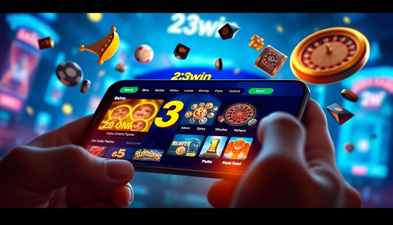 Experience the thrill of gaming at 23win with an engaging mobile interface showcasing exciting games.